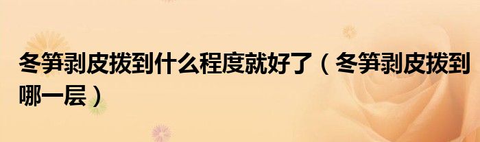 冬笋剥皮拨到什么程度就好了（冬笋剥皮拨到哪一层）