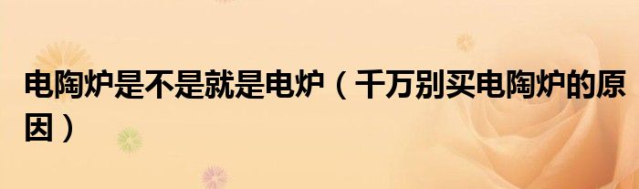 电陶炉是不是就是电炉（千万别买电陶炉的原因）