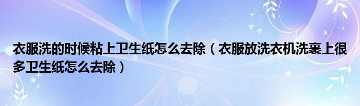 衣服洗的时候粘上卫生纸怎么去除（衣服放洗衣机洗裹上很多卫生纸怎么去除）