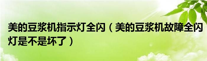 美的豆浆机指示灯全闪（美的豆浆机故障全闪灯是不是坏了）