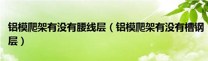 铝模爬架有没有腰线层（铝模爬架有没有槽钢层）