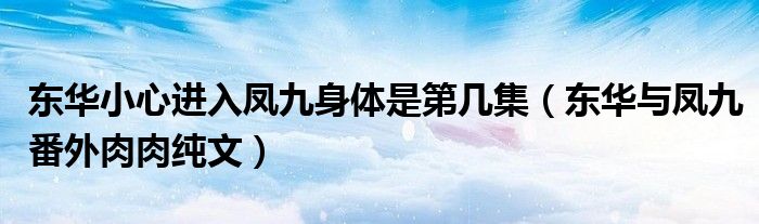 东华小心进入凤九身体是第几集（东华与凤九番外肉肉纯文）