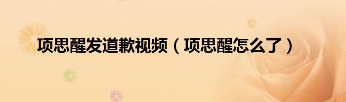 项思醒发道歉视频（项思醒怎么了）