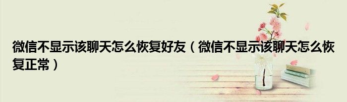微信不显示该聊天怎么恢复好友（微信不显示该聊天怎么恢复正常）