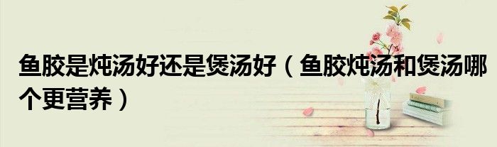 鱼胶是炖汤好还是煲汤好（鱼胶炖汤和煲汤哪个更营养）