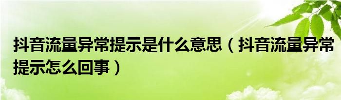 抖音流量异常提示是什么意思（抖音流量异常提示怎么回事）
