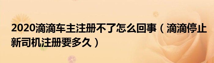 2020滴滴车主注册不了怎么回事（滴滴停止新司机注册要多久）