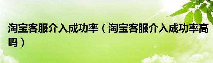 淘宝客服介入成功率（淘宝客服介入成功率高吗）