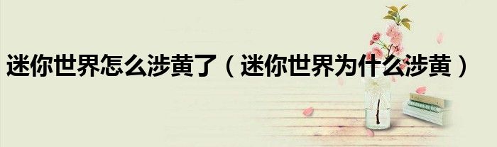 迷你世界怎么涉黄了（迷你世界为什么涉黄）