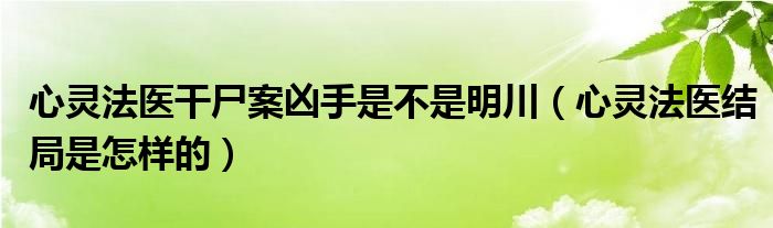 心灵法医干尸案凶手是不是明川（心灵法医结局是怎样的）