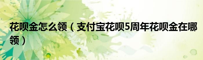 花呗金怎么领（支付宝花呗5周年花呗金在哪领）