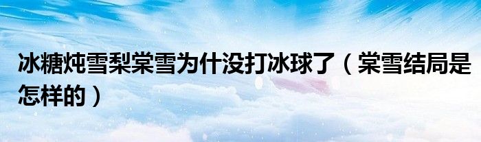冰糖炖雪梨棠雪为什没打冰球了（棠雪结局是怎样的）