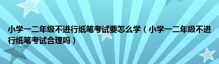 小学一二年级不进行纸笔考试要怎么学（小学一二年级不进行纸笔考试合理吗）