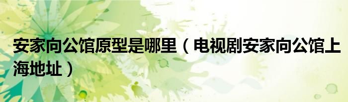 安家向公馆原型是哪里（电视剧安家向公馆上海地址）