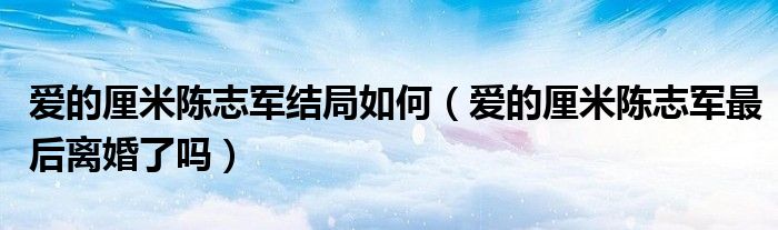 爱的厘米陈志军结局如何（爱的厘米陈志军最后离婚了吗）