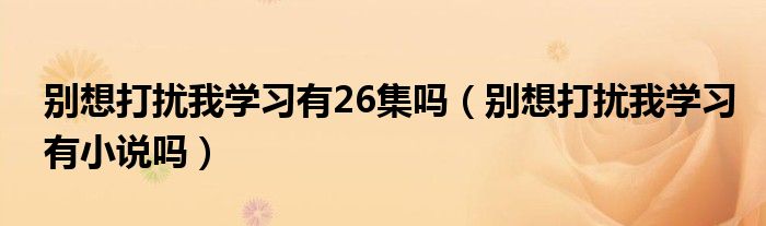 别想打扰我学习有26集吗（别想打扰我学习有小说吗）