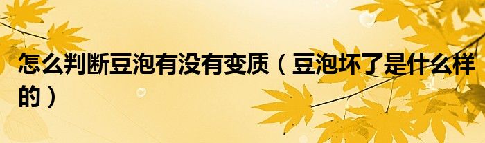 怎么判断豆泡有没有变质（豆泡坏了是什么样的）