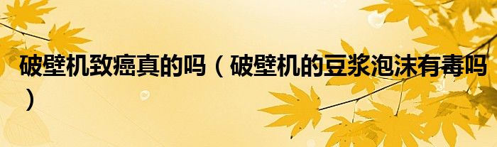 破壁机致癌真的吗（破壁机的豆浆泡沫有毒吗）