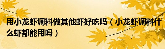 用小龙虾调料做其他虾好吃吗（小龙虾调料什么虾都能用吗）