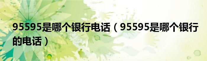 95595是哪个银行电话（95595是哪个银行的电话）