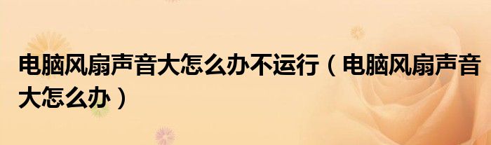 电脑风扇声音大怎么办不运行（电脑风扇声音大怎么办）