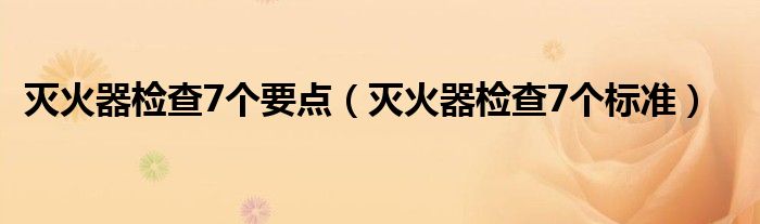 灭火器检查7个要点（灭火器检查7个标准）