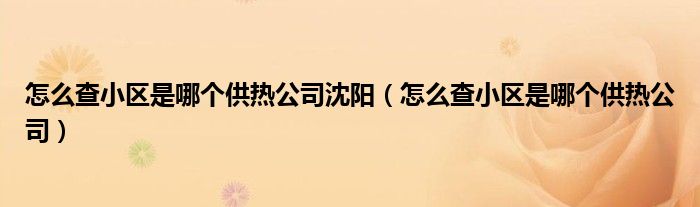 怎么查小区是哪个供热公司沈阳（怎么查小区是哪个供热公司）
