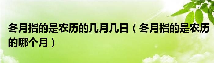 冬月指的是农历的几月几日（冬月指的是农历的哪个月）