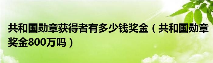 共和国勋章获得者有多少钱奖金（共和国勋章奖金800万吗）