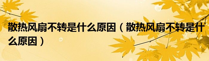 散热风扇不转是什么原因（散热风扇不转是什么原因）