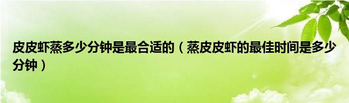 皮皮虾蒸多少分钟是最合适的（蒸皮皮虾的最佳时间是多少分钟）
