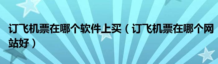 订飞机票在哪个软件上买（订飞机票在哪个网站好）