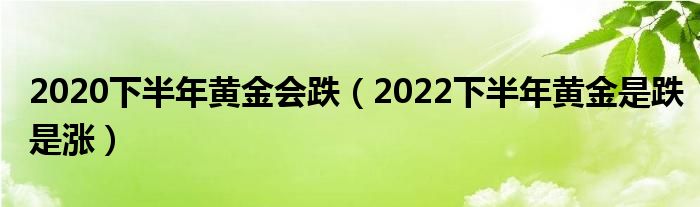 2020下半年黄金会跌（2022下半年黄金是跌是涨）