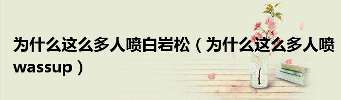 为什么这么多人喷白岩松（为什么这么多人喷wassup）