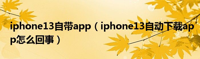 iphone13自带app（iphone13自动下载app怎么回事）