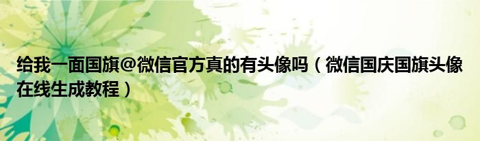 给我一面国旗@微信官方真的有头像吗（微信国庆国旗头像在线生成教程）