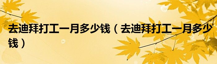 去迪拜打工一月多少钱（去迪拜打工一月多少钱）