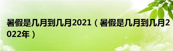 暑假是几月到几月2021（暑假是几月到几月2022年）