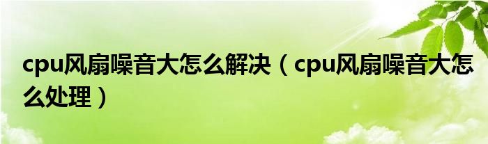 cpu风扇噪音大怎么解决（cpu风扇噪音大怎么处理）