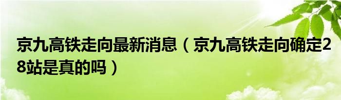 京九高铁走向最新消息（京九高铁走向确定28站是真的吗）