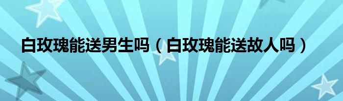 白玫瑰能送男生吗（白玫瑰能送故人吗）