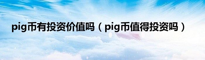 pig币有投资价值吗（pig币值得投资吗）