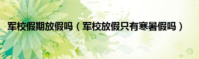 军校假期放假吗（军校放假只有寒暑假吗）