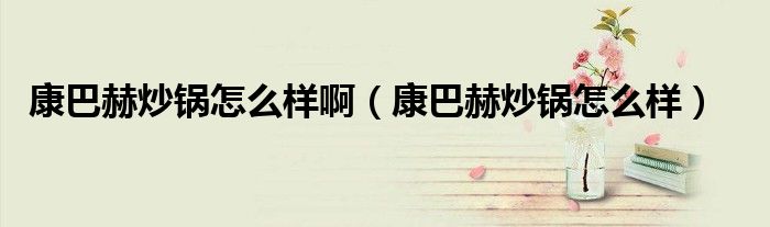 康巴赫炒锅怎么样啊（康巴赫炒锅怎么样）
