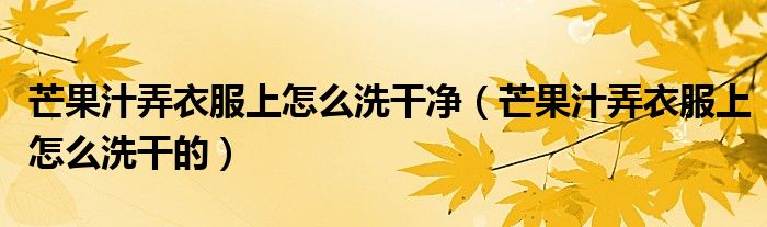 芒果汁弄衣服上怎么洗干净（芒果汁弄衣服上怎么洗干的）