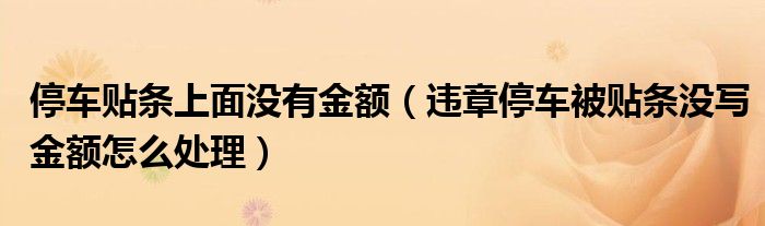 停车贴条上面没有金额（违章停车被贴条没写金额怎么处理）