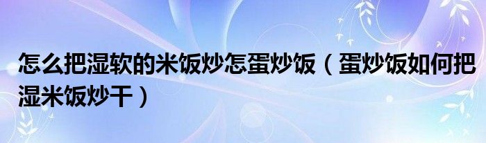 怎么把湿软的米饭炒怎蛋炒饭（蛋炒饭如何把湿米饭炒干）