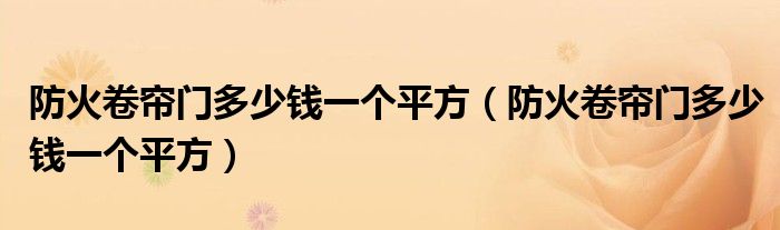 防火卷帘门多少钱一个平方（防火卷帘门多少钱一个平方）