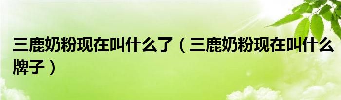 三鹿奶粉现在叫什么了（三鹿奶粉现在叫什么牌子）