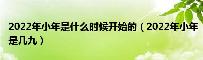 2022年小年是什么时候开始的（2022年小年是几九）